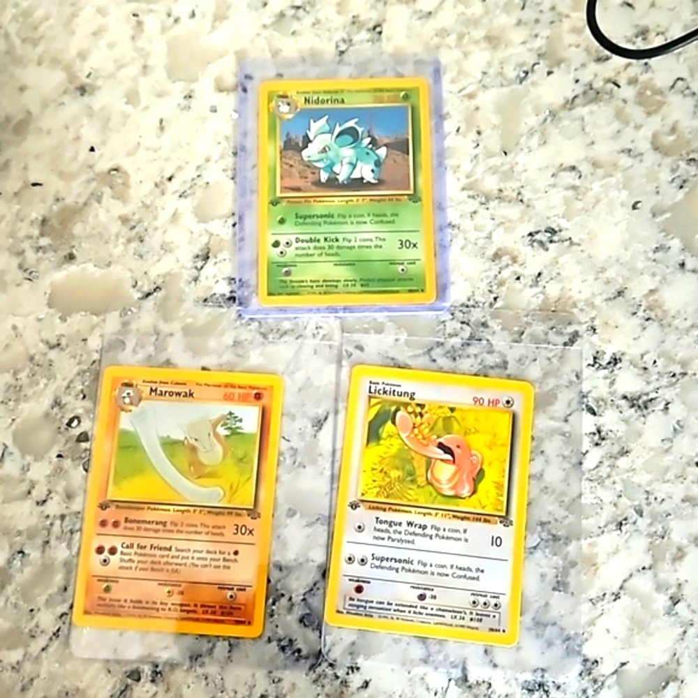 COPY - Pokemon First Edition Vintage Jungle Cards (3) Lickitung, Marowak, Nidor…